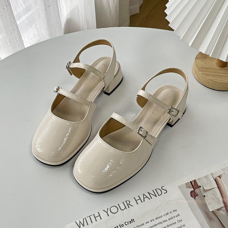 Summer square head college style cingulate sandals for women