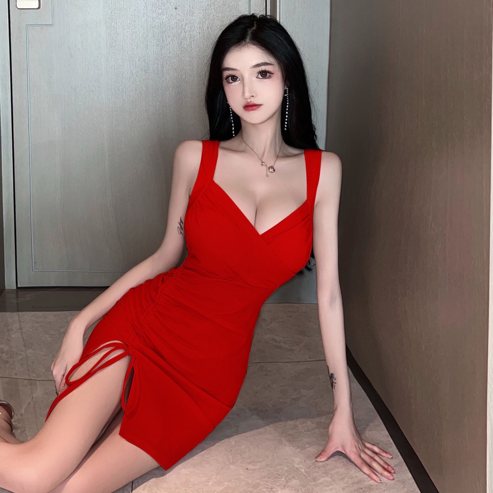 Package hip sling hollow nightclub sexy slim dress