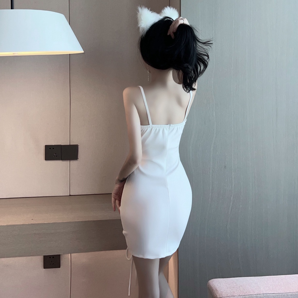 Low-cut slim V-neck summer sling sexy package hip dress