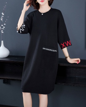 Fat short sleeve loose bottoming dress for women