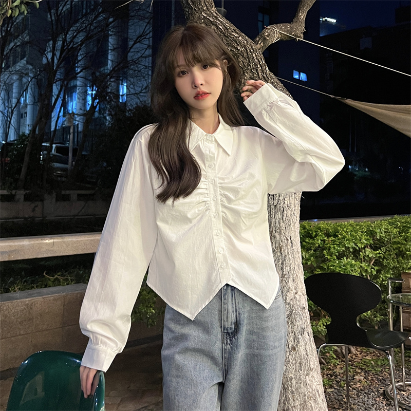 France style unique tops spring long sleeve shirt for women