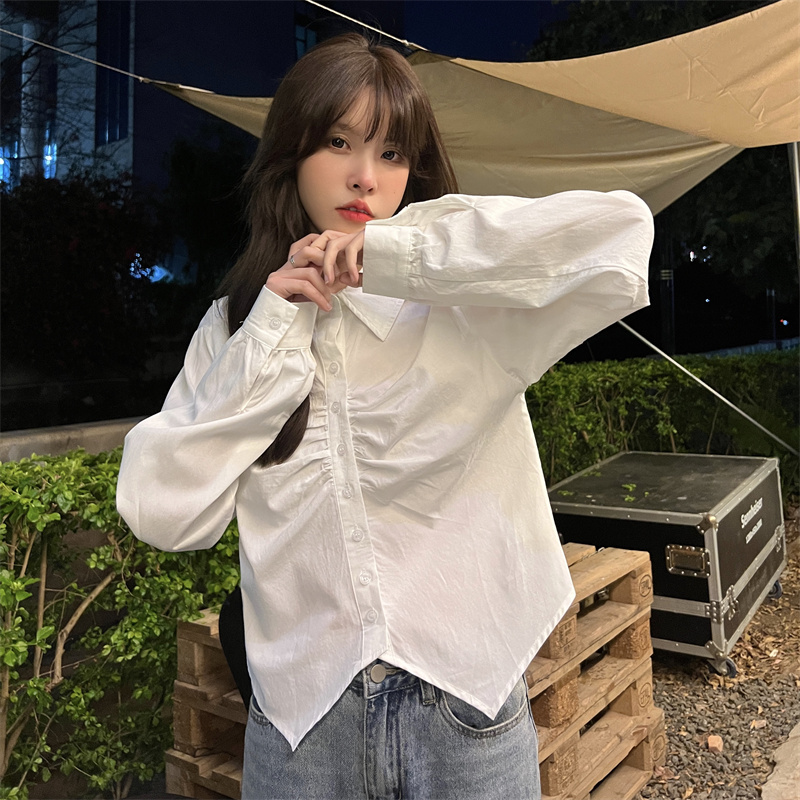 France style unique tops spring long sleeve shirt for women