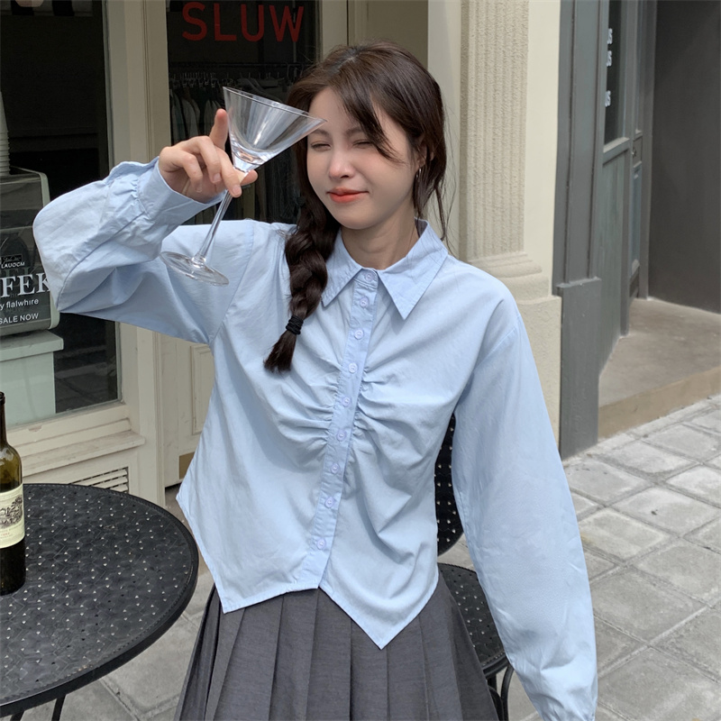 France style unique tops spring long sleeve shirt for women