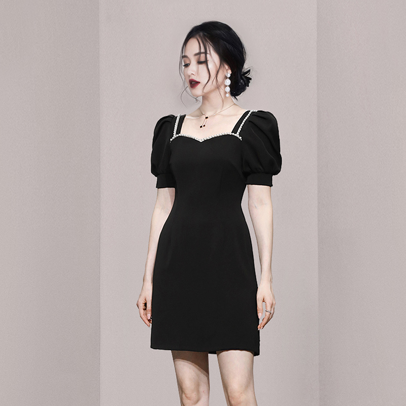 Puff sleeve retro temperament summer elegant dress