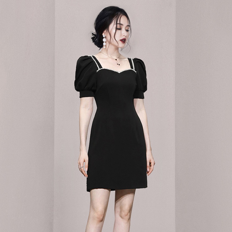 Puff sleeve retro temperament summer elegant dress