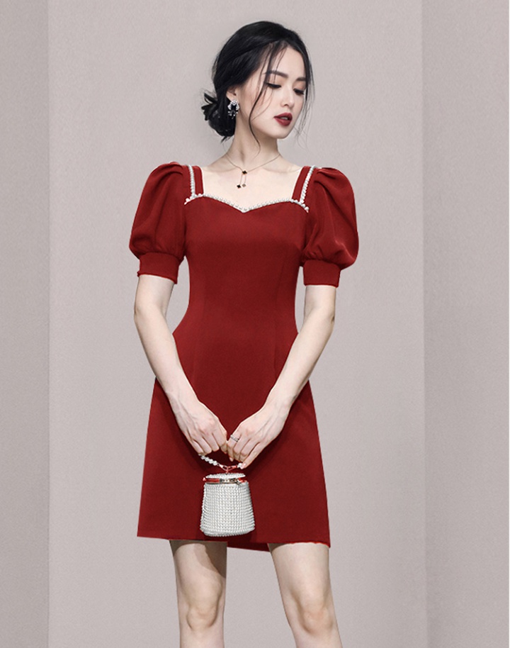 Puff sleeve retro temperament summer elegant dress