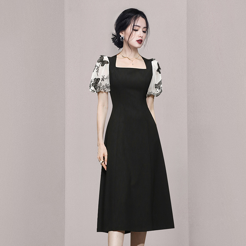 Square collar fashion temperament dress