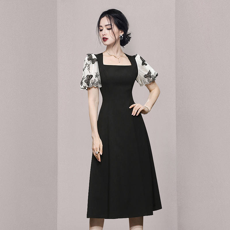 Square collar fashion temperament dress