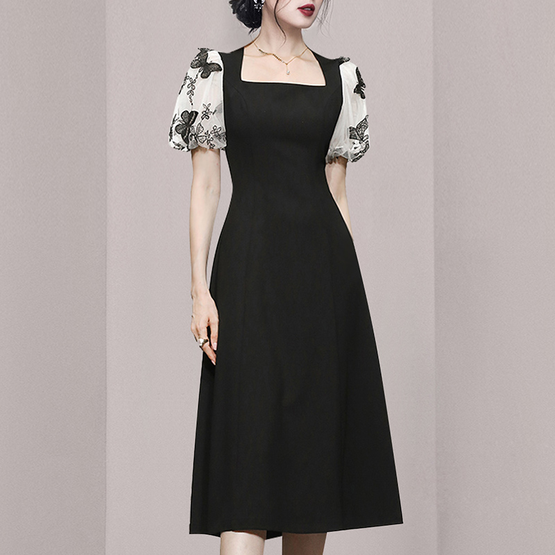 Square collar fashion temperament dress