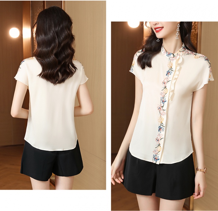 Summer retro simple tops printing fashion shirt