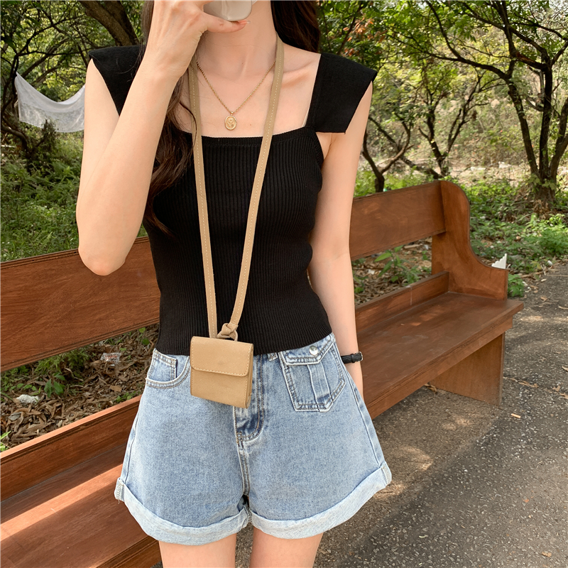 Small spring and summer vest boats sleeve short tops