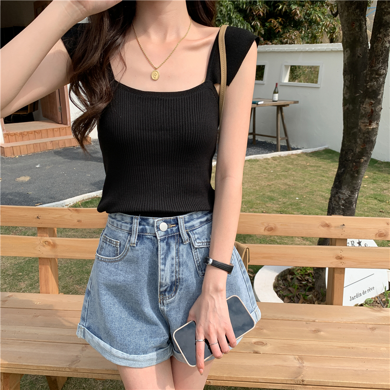 Small spring and summer vest boats sleeve short tops