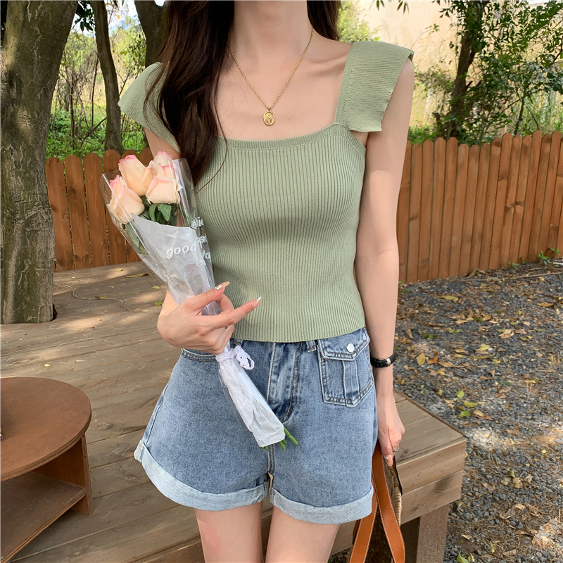 Small spring and summer vest boats sleeve short tops