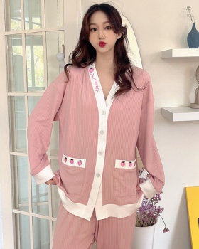 Sweet summer kimono long sleeve pajamas 2pcs set for women