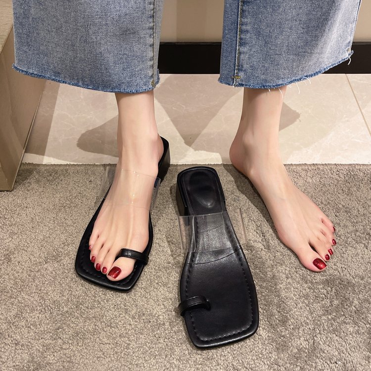 Summer transparent slippers Korean style thick  for women