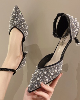 Crystal small high-heeled shoes pointed fine-root shoes