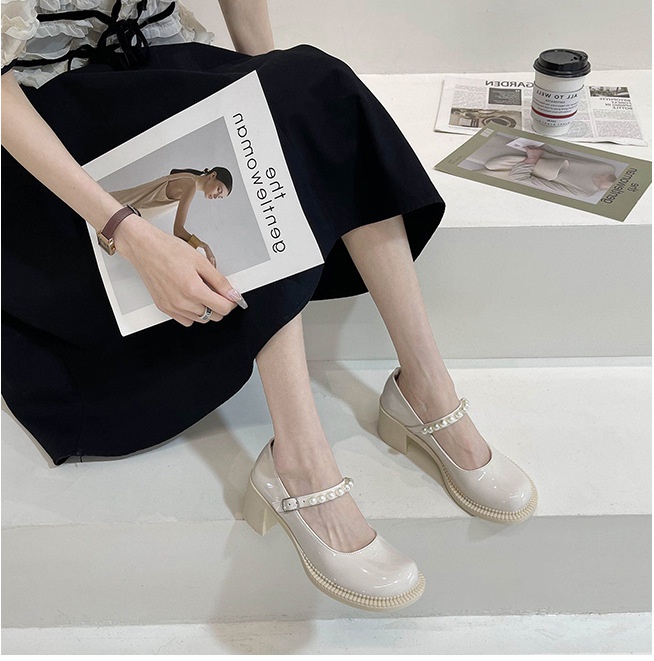 Retro small British style leather shoes for women