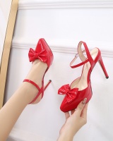 Low European style high-heeled shoes bow sandals for women