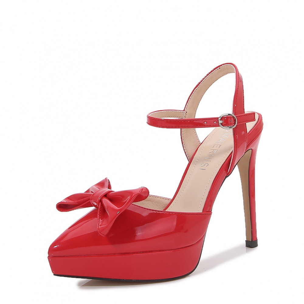 Low European style high-heeled shoes bow sandals for women