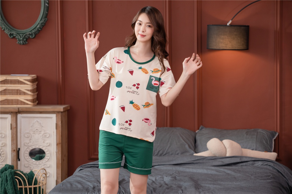Short sleeve shorts thin pajamas 2pcs set for women