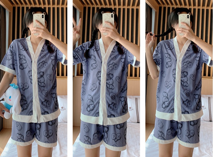 Homewear wears outside cardigan sweet pajamas 2pcs set