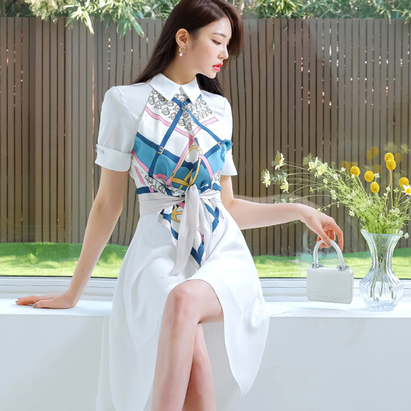 Korean style shirt splice dress for women