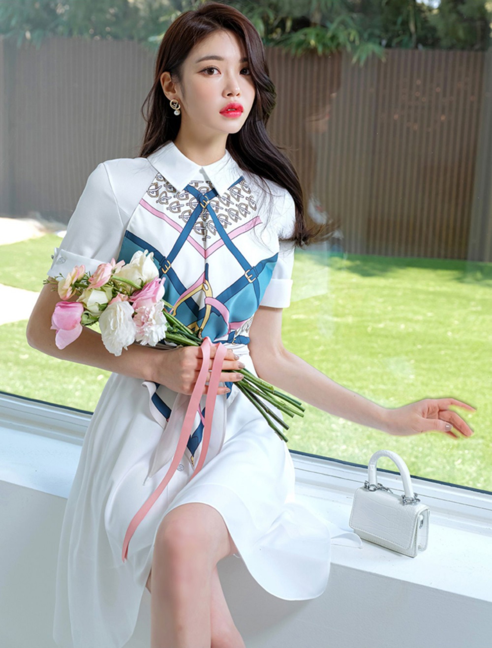 Korean style shirt splice dress for women