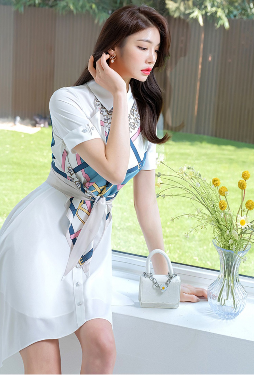 Korean style shirt splice dress for women