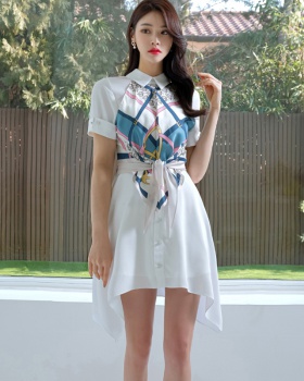 Korean style shirt splice dress for women