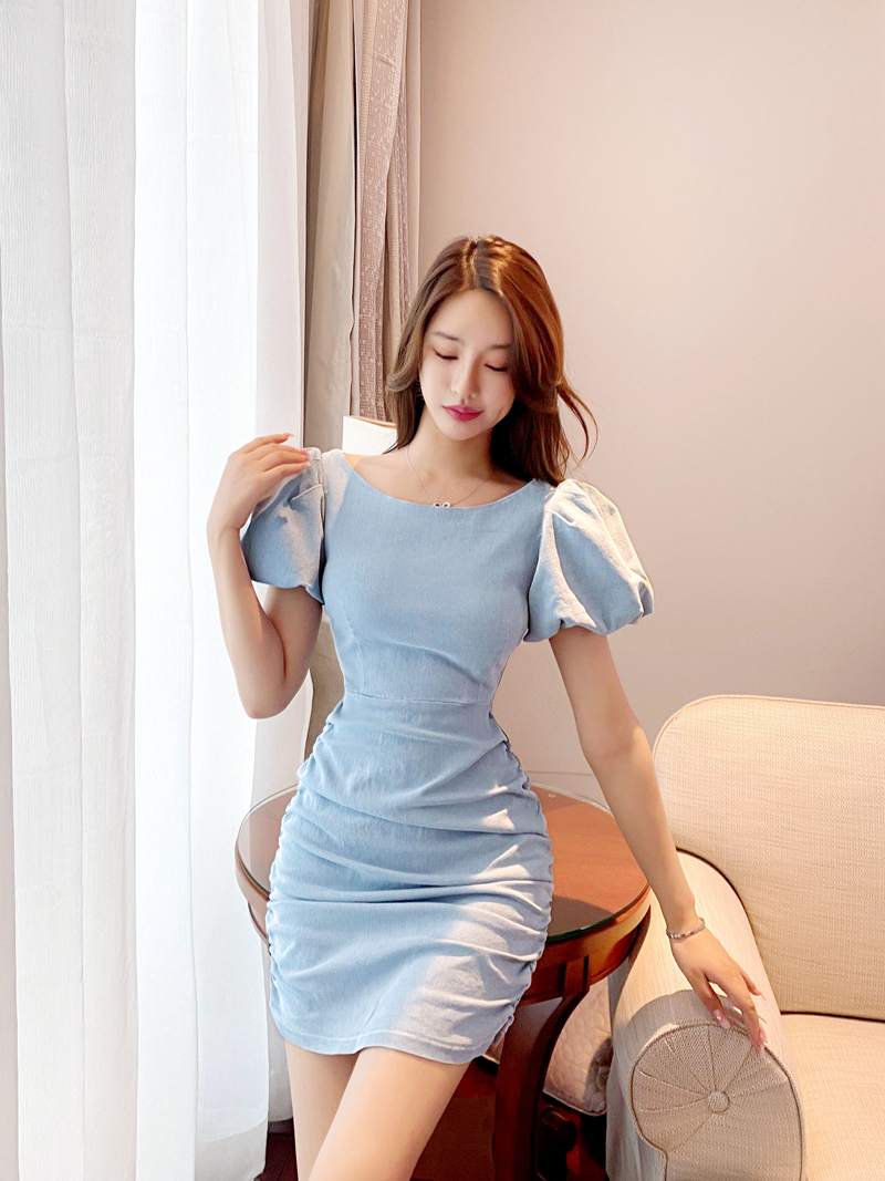 Denim Korean style T-back chouzhe dress for women