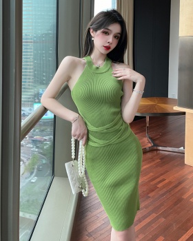 Knitted dress sleeveless sleeveless dress for women
