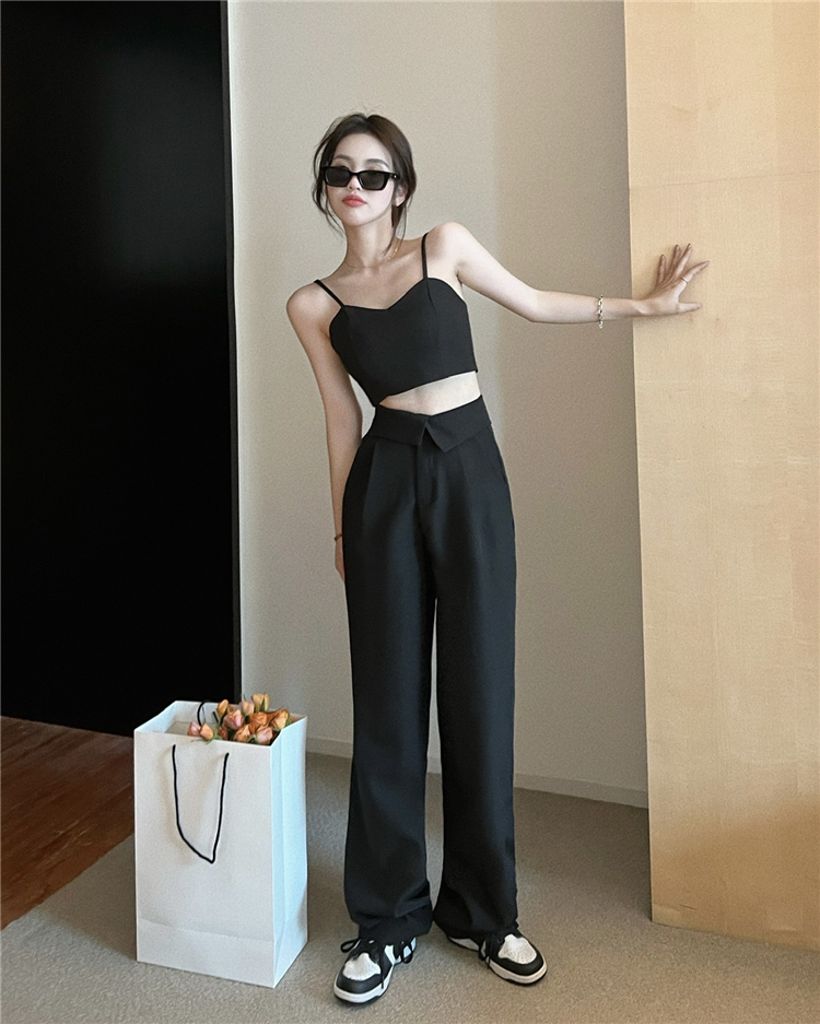 Wide leg high waist Casual suit pants