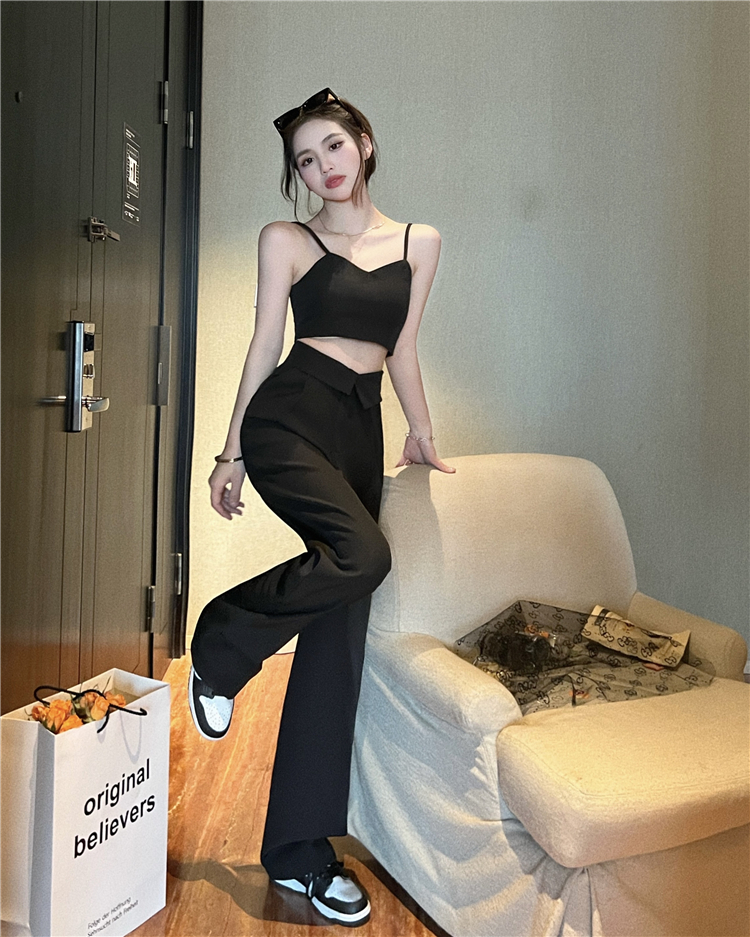 Wide leg high waist Casual suit pants