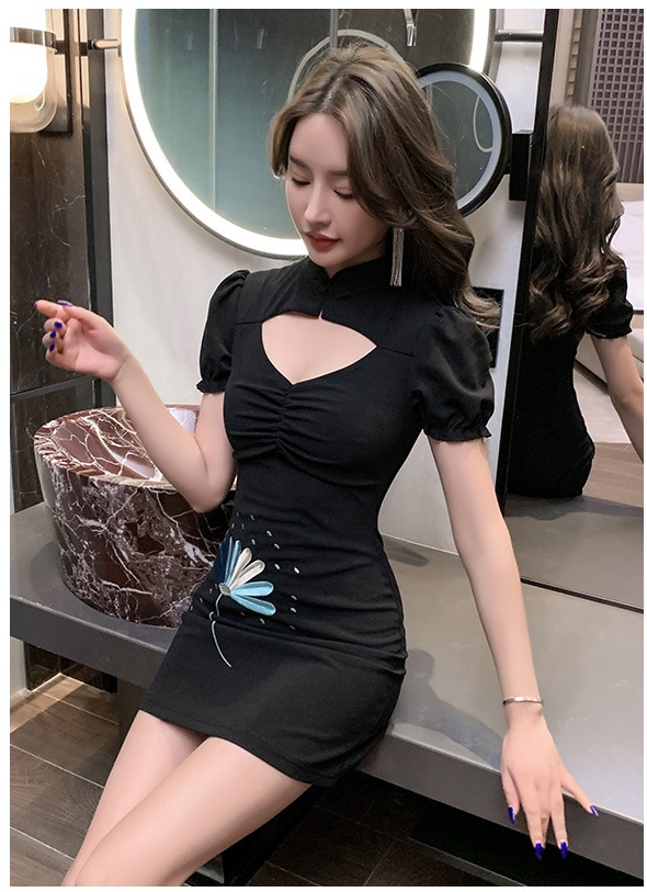 Sexy night show dress slim low-cut cheongsam