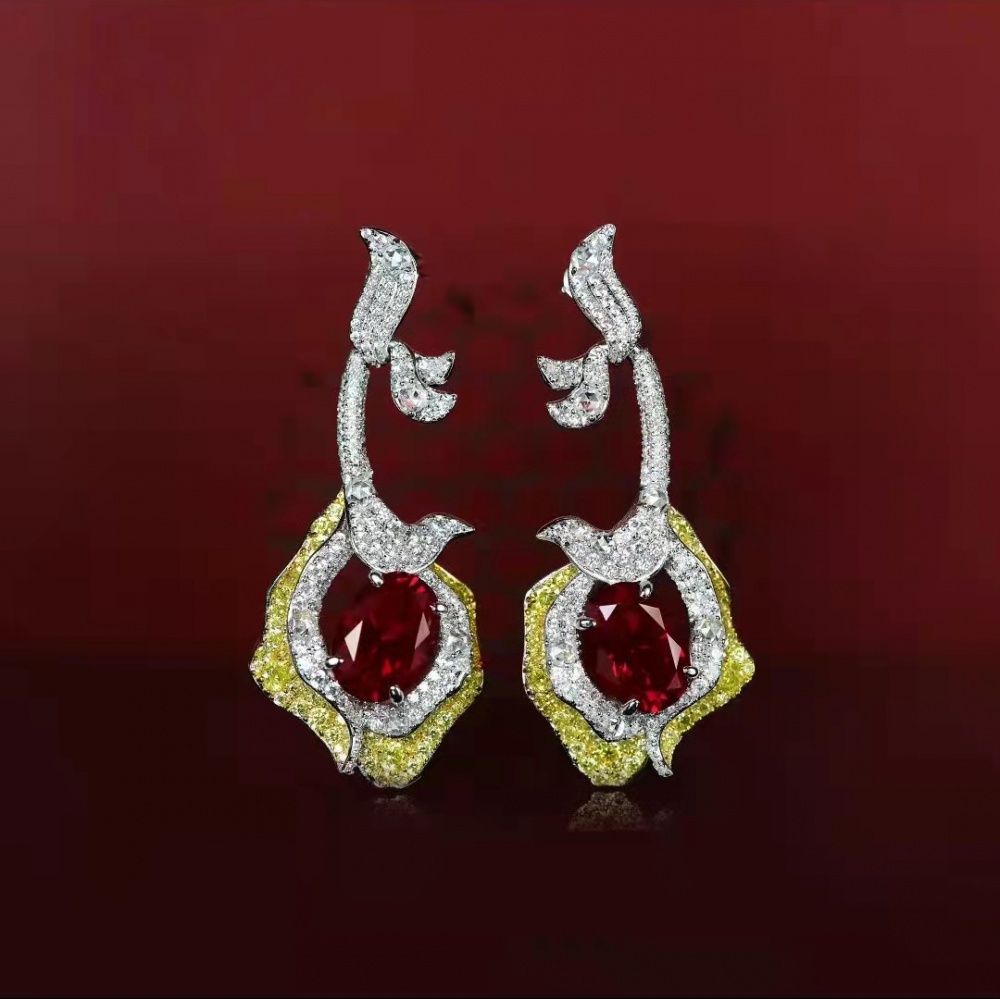 Rose stud earrings long earrings