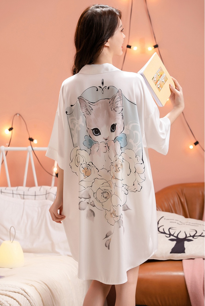 Playful night dress cat cardigan for women