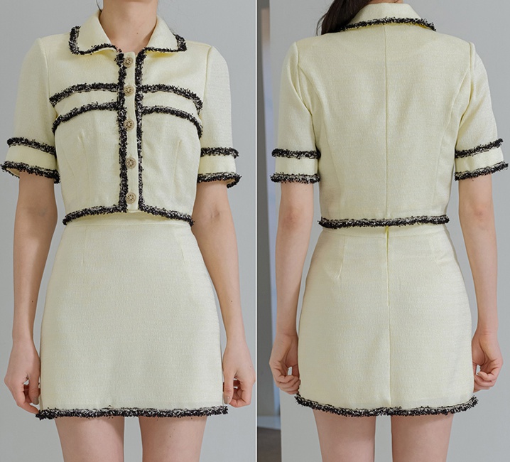 Package hip Korean style tops shirt collar skirt a set