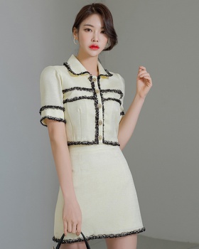 Package hip Korean style tops shirt collar skirt a set