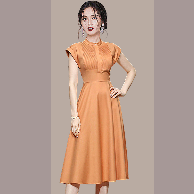 Long sleeveless retro spring Korean style long dress