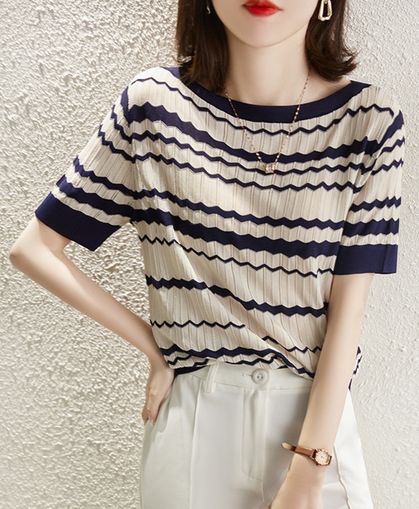 Hollow waves mixed colors summer sweater for women