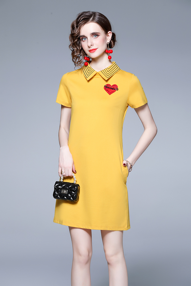 Lapel embroidery elasticity dress fashion Casual brooch