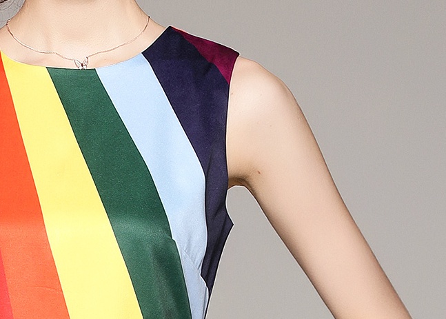 Printing pinched waist vest all-match fashion dress