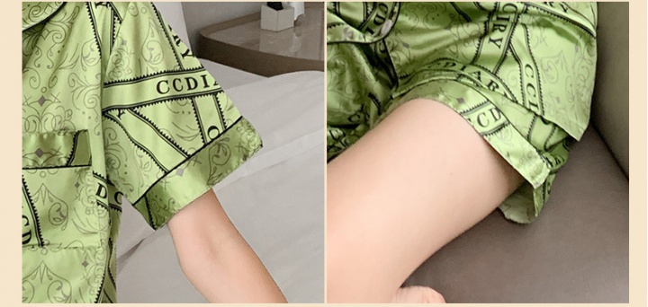 Silk thin shorts homewear cardigan 2pcs set for women