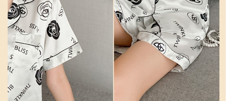 Ice silk pajamas thin shorts 2pcs set for women