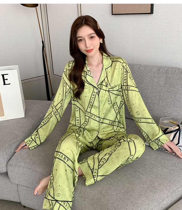 Ice silk sweet pajamas 2pcs set for women