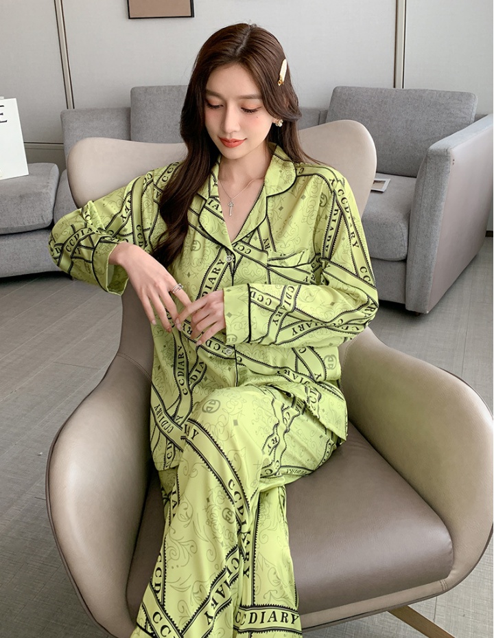 Ice silk sweet pajamas 2pcs set for women