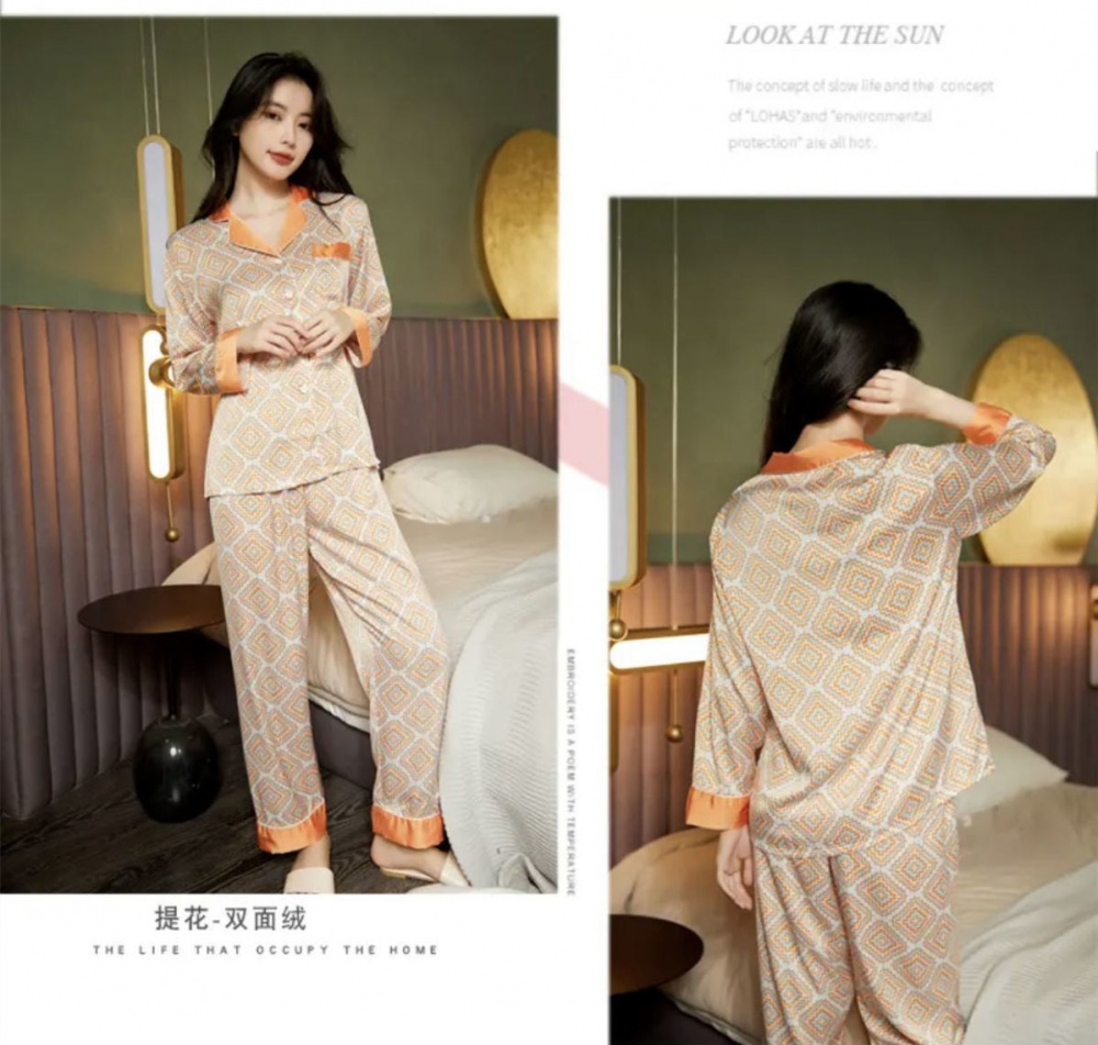 Spring and summer ice silk sweet homewear pajamas 2pcs set
