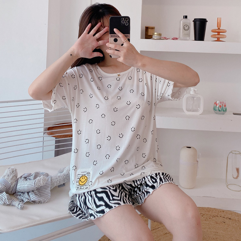 Loose short sleeve homewear sweet pajamas 2pcs set for women