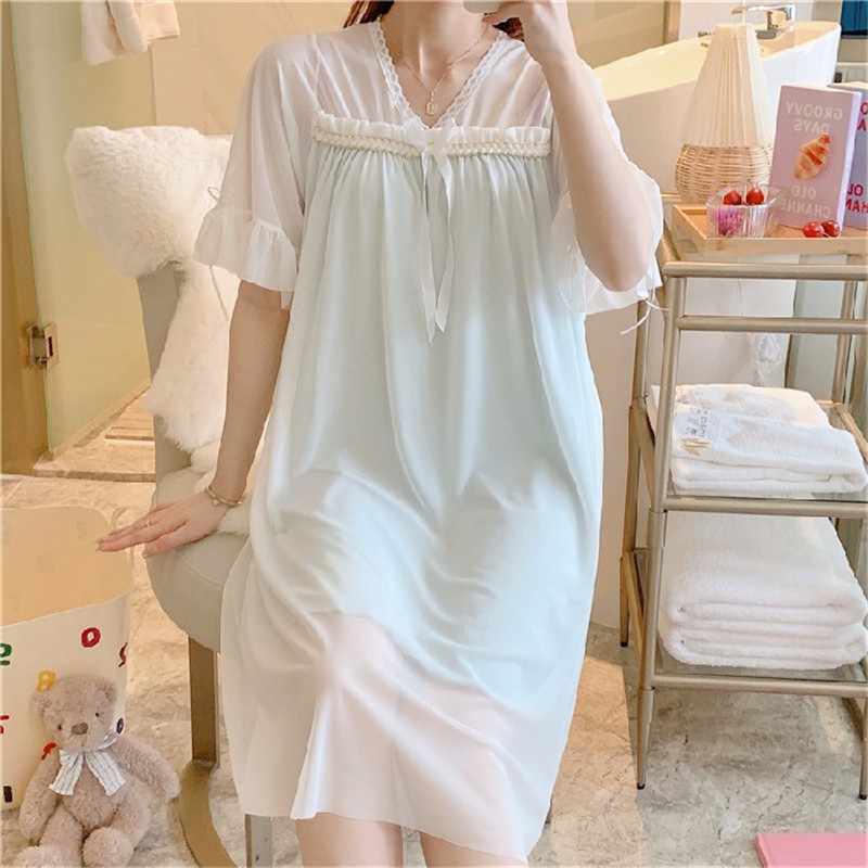 Lace fashion long dress Asian style pajamas for women