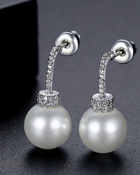 Zircon simple pearl stud earrings long Korean style earrings